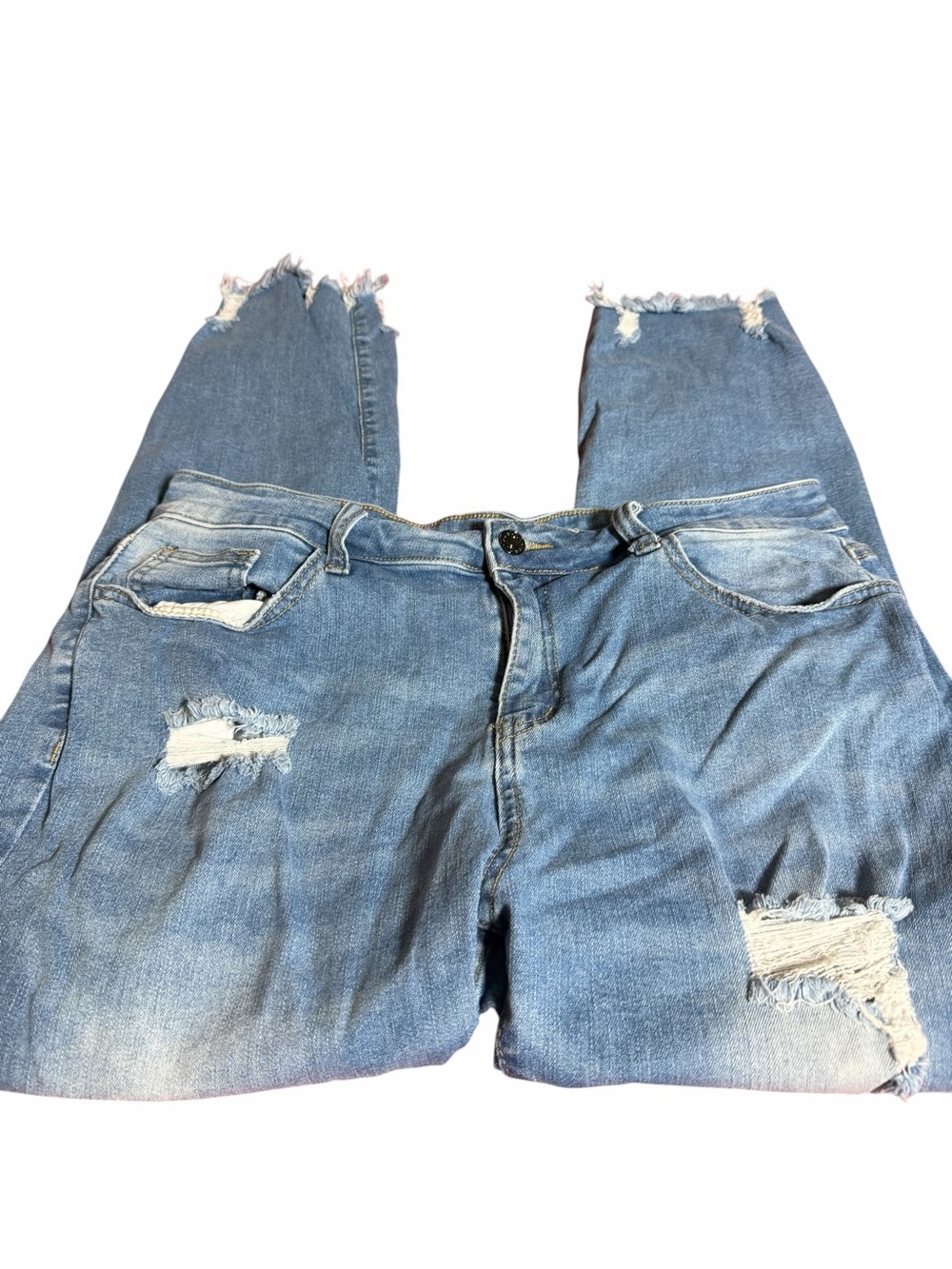 Women’s Distressed Light Blue XL Ripped Jeans - Picture 4 of 12